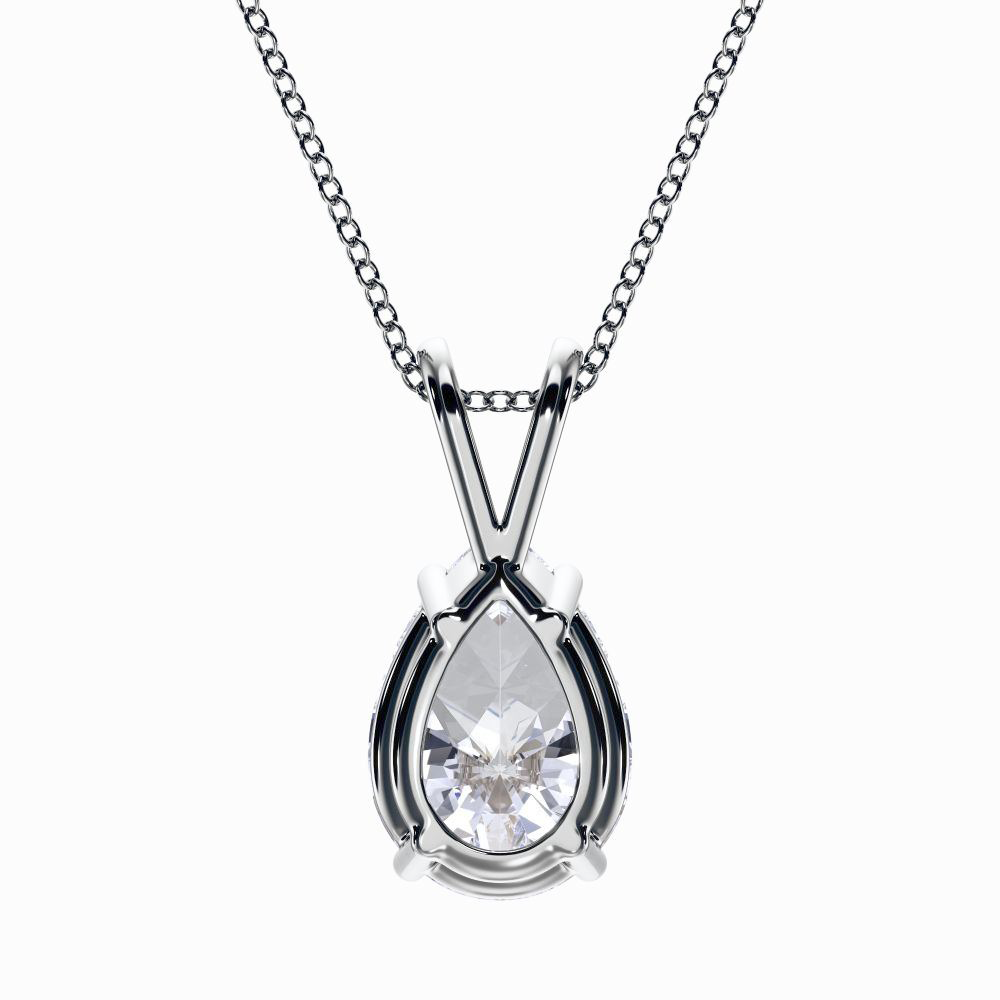 Huge Pear Lab Grown Diamond 4 Carat Pendant Jewelry Gold Necklace