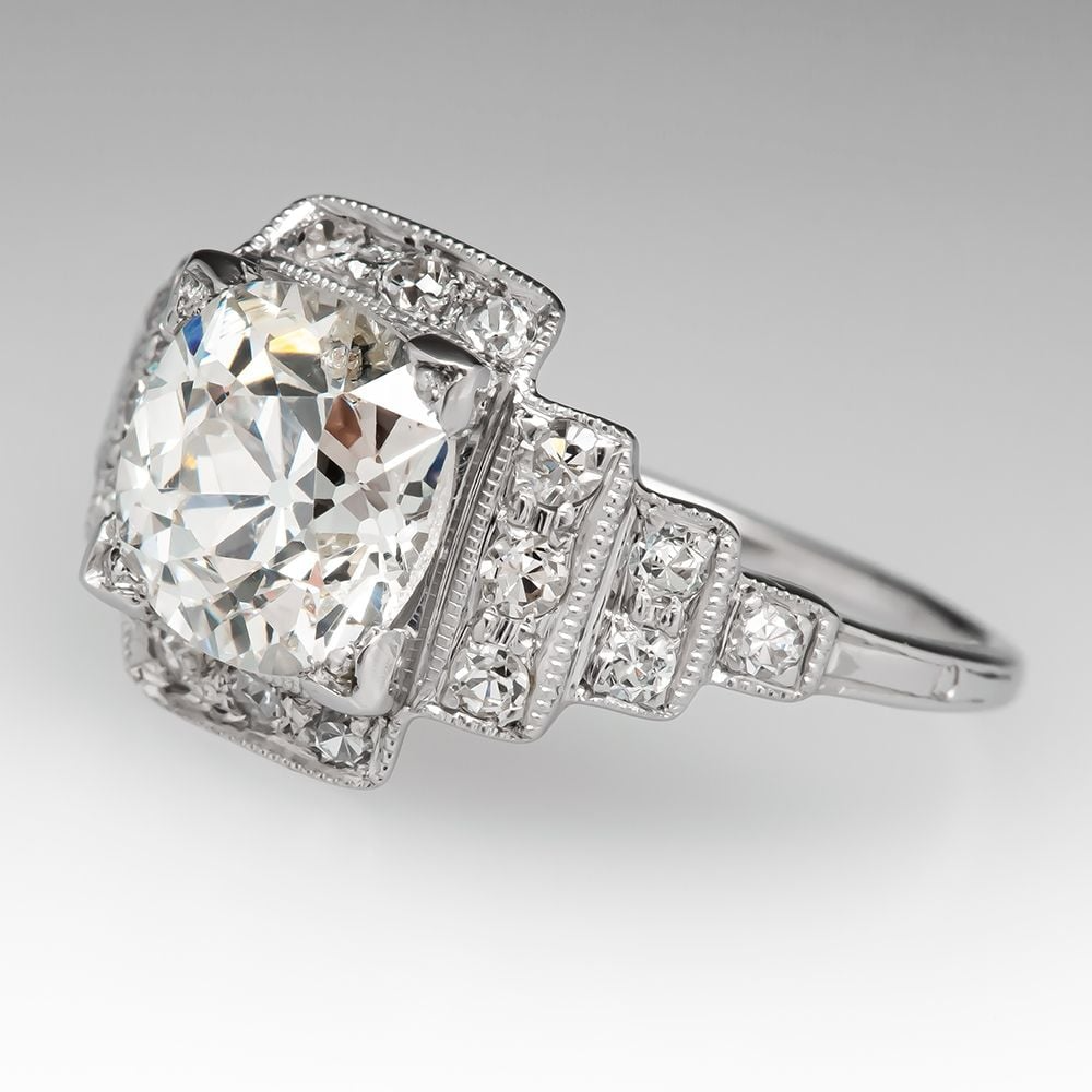 Huge Round Old Miner Halo Lab Grown Diamond Ring 14K White Gold 11.5 Carats