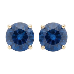 IGI CERTIFIED 8 Carat Round Ceylon Color Blue Sapphire Stud Earrings Yellow Gold