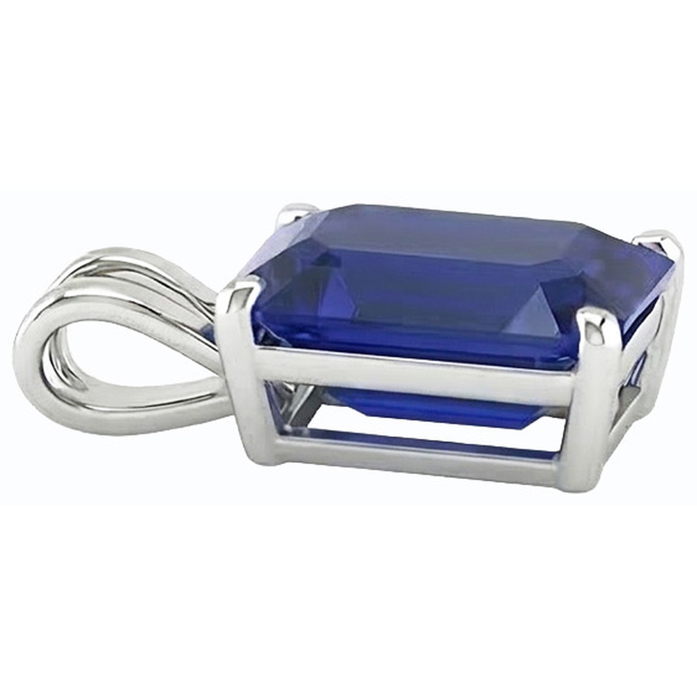 IGI CERTIFIED Asscher Blue Sapphire Solitaire Pendant Gold Ladies Jewelry 5 Carats