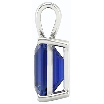 IGI CERTIFIED Asscher Blue Sapphire Solitaire Pendant Gold Ladies Jewelry 5 Carats