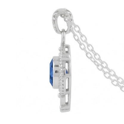 IGI CERTIFIED Blue Sapphire Antique Style Pendant 8 Carats White Gold 14K