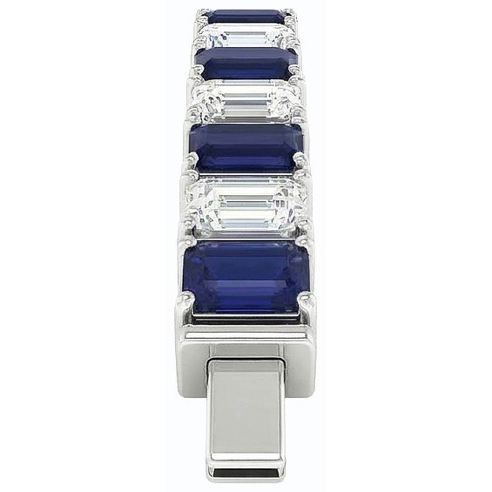 IGI CERTIFIED Blue Sapphire Emerald Cut Tennis Bracelet 12 Carats Jewelry New