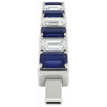 IGI CERTIFIED Blue Sapphire Emerald Cut Tennis Bracelet 12 Carats Jewelry New