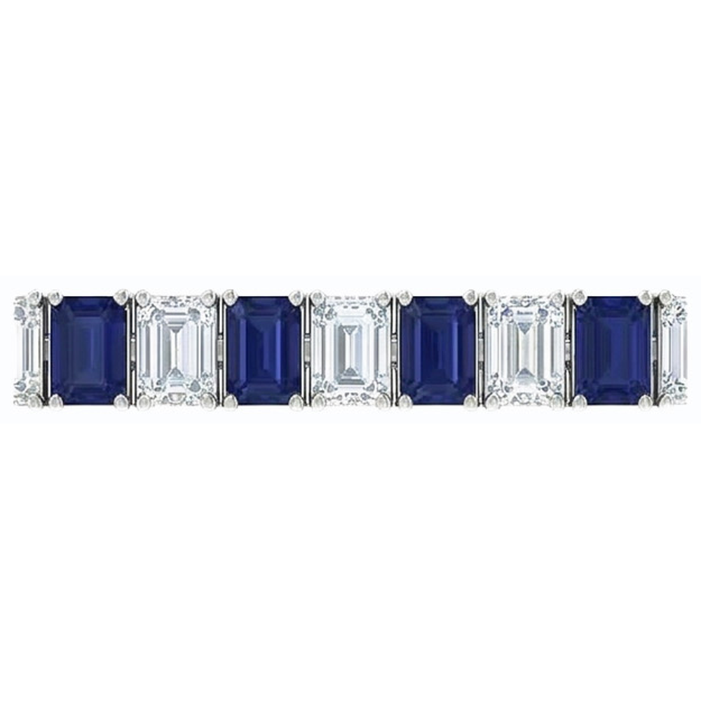 IGI CERTIFIED Blue Sapphire Emerald Cut Tennis Bracelet 12 Carats Jewelry New
