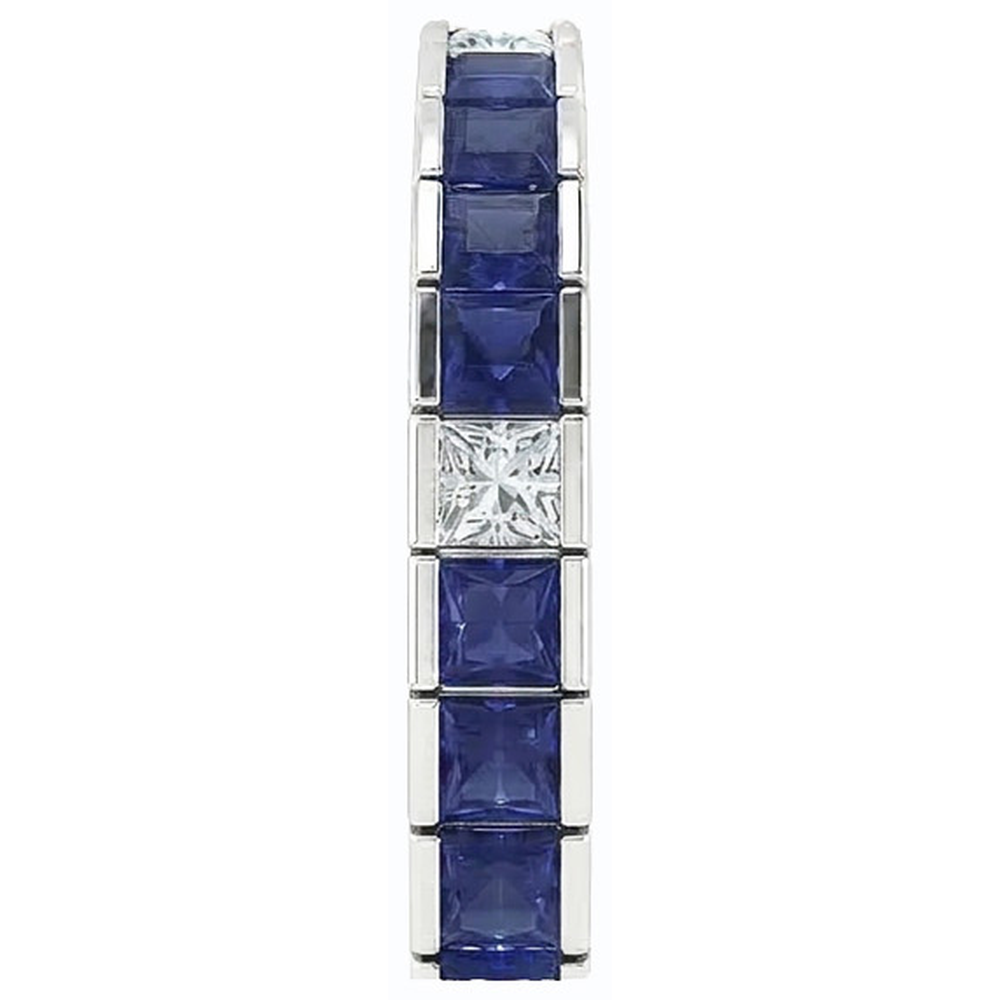 IGI CERTIFIED Blue Sapphire Tennis Bracelet Princess Cut 25 Carats White Gold 14K