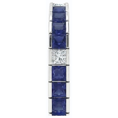 IGI CERTIFIED Blue Sapphire Tennis Bracelet Princess Cut 25 Carats White Gold 14K