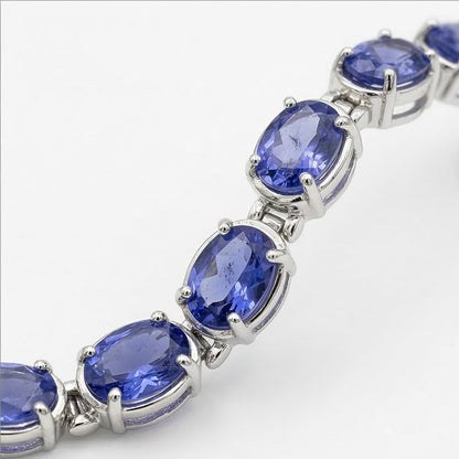 IGI CERTIFIED Blue Sapphire Tennis Bracelet Prong Set 18 Carats Jewelry