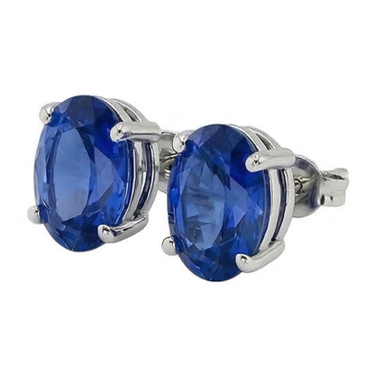 IGI CERTIFIED Ceylon Color Sapphire 8 Ct. Studs Post Pair Earring White Gold 14K Jewelry