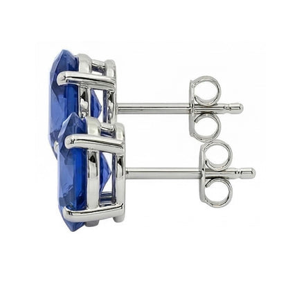 IGI CERTIFIED Ceylon Color Sapphire 8 Ct. Studs Post Pair Earring White Gold 14K Jewelry