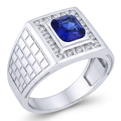 IGI CERTIFIED Gemstone Men's Ring Cushion Sapphire 2.50 Carats Antique Style