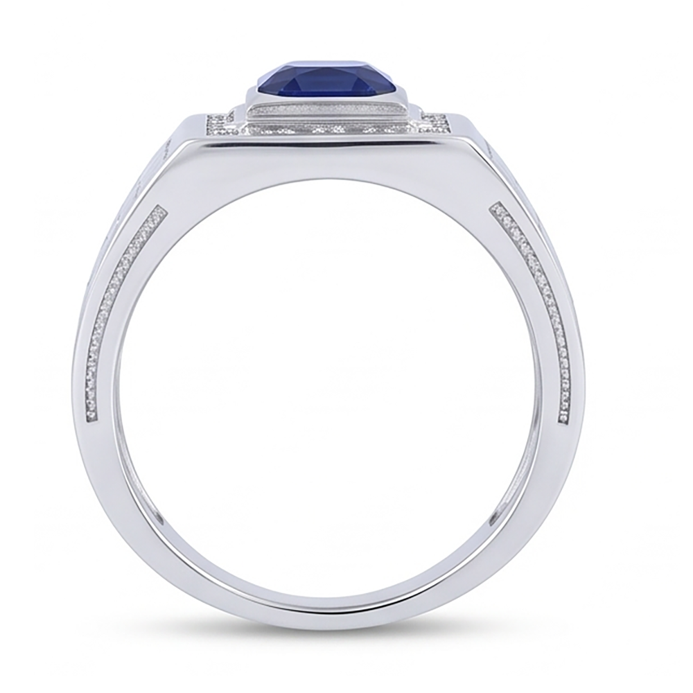 IGI CERTIFIED Gemstone Men's Ring Cushion Sapphire 2.50 Carats Antique Style