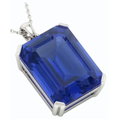 IGI CERTIFIED Gold Solitaire Pendant Emerald Ceylon Color Sapphire With Bail 5.50 Carats