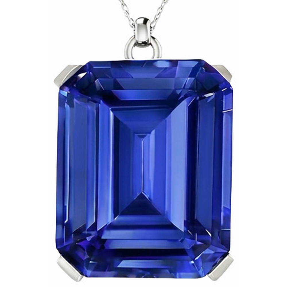 IGI CERTIFIED Gold Solitaire Pendant Emerald Ceylon Color Sapphire With Bail 5.50 Carats