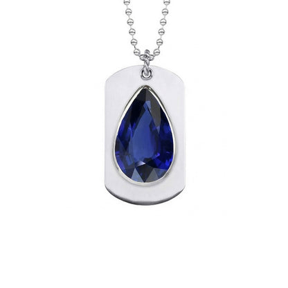 IGI CERTIFIED Men’s Sapphire Dog Tag Pendant