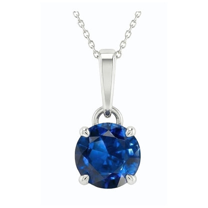 IGI CERTIFIED Solitaire Pendant Round Ceylon Color Sapphire 4 Prong Set 3 Carats Jewelry