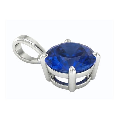 IGI CERTIFIED Solitaire Pendant Round Ceylon Color Sapphire 4 Prong Set 3 Carats Jewelry