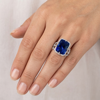 IGI CERTIFIED Big Cushion Sapphire Engagement Ring