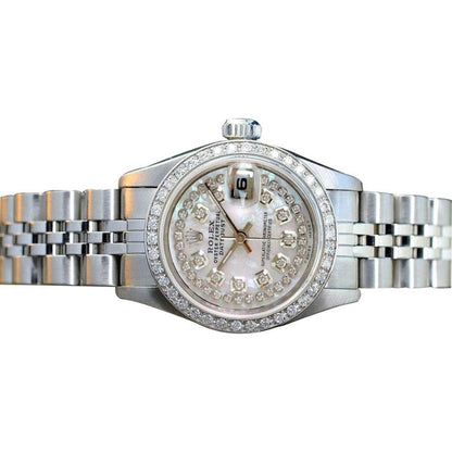 Rolex Ladies Datejust Watch Stainless Steel Diamond Dial Bezel