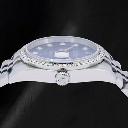 Rolex 16200 Datejust  36mm Blue Diamond Dial Stainless Steel Watch