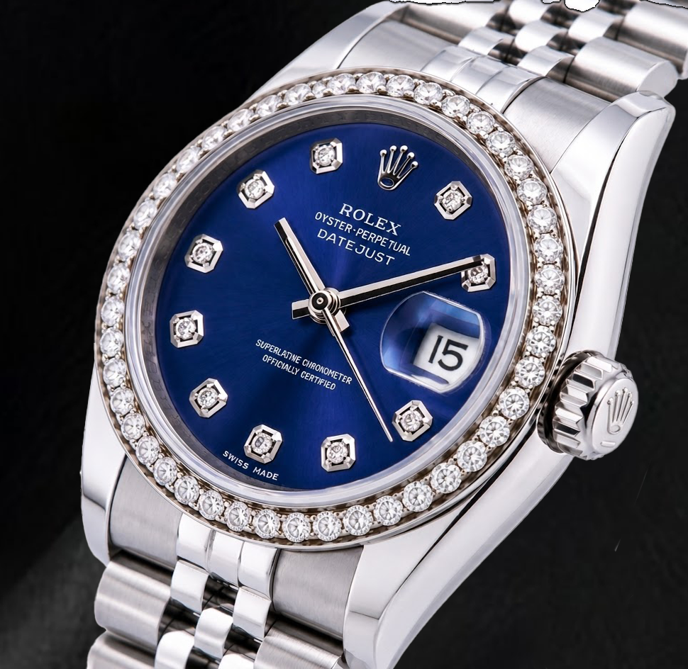 Rolex 16200 Datejust  36mm Blue Diamond Dial Stainless Steel Watch
