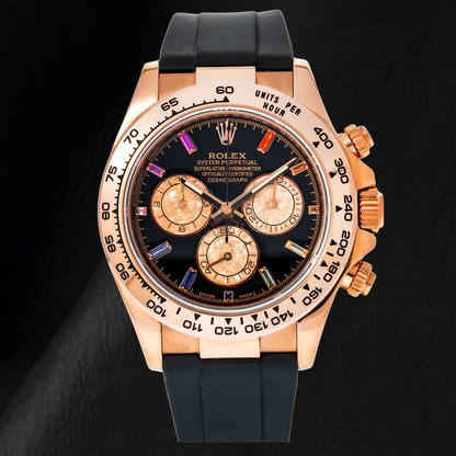 Rolex Cosmograph Daytona 116515LN 40mm Black Rainbow Hour Diamond Dial Black Oysterflex Strap