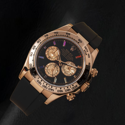 Rolex Cosmograph Daytona 116515LN 40mm Black Rainbow Hour Diamond Dial Black Oysterflex Strap