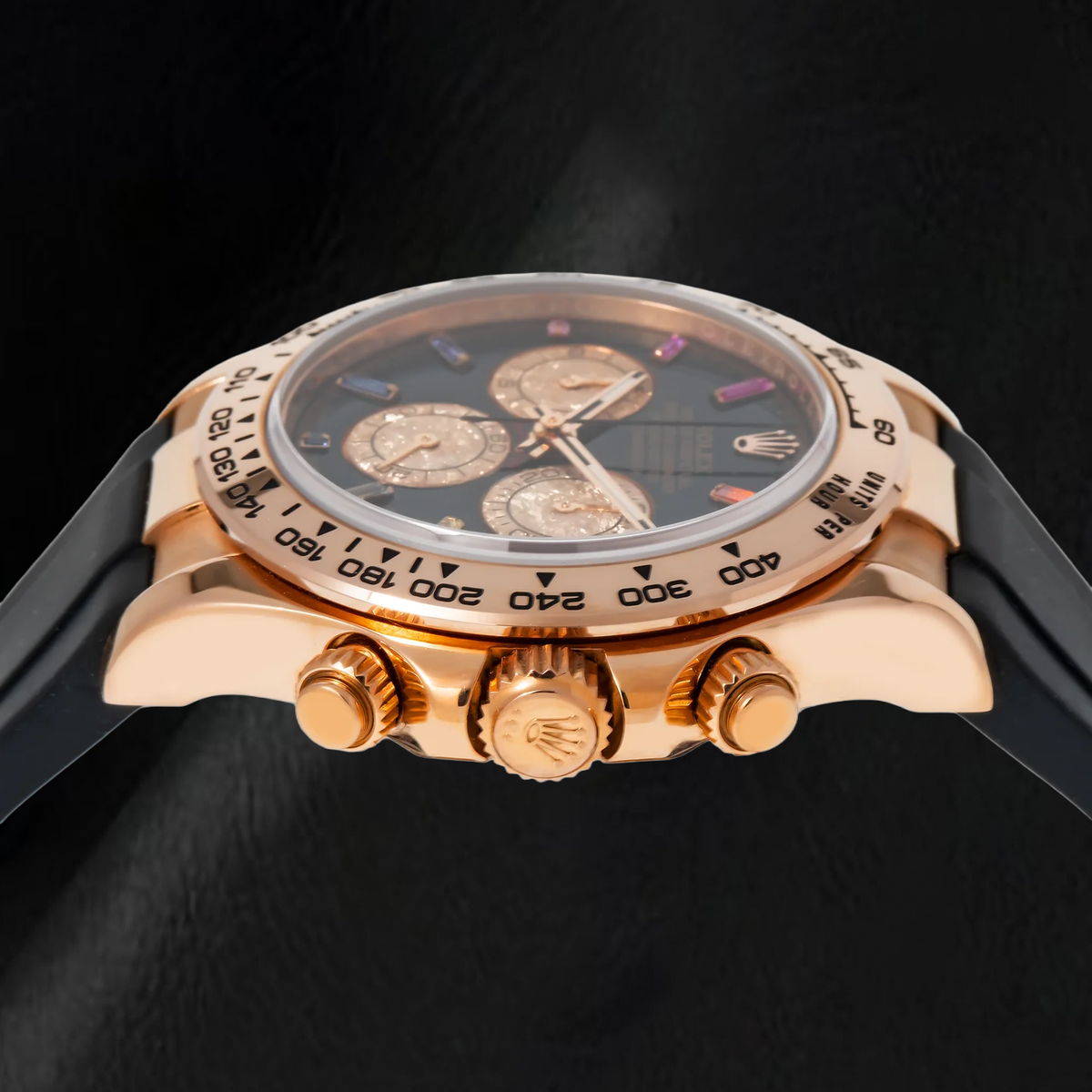 Rolex Cosmograph Daytona 116515LN 40mm Black Rainbow Hour Diamond Dial Black Oysterflex Strap