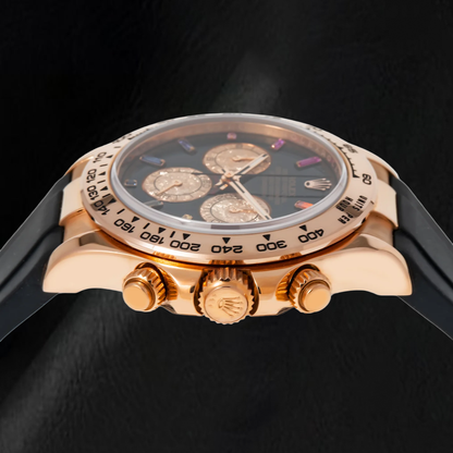 Rolex Cosmograph Daytona 116515LN 40mm Black Rainbow Hour Diamond Dial Black Oysterflex Strap