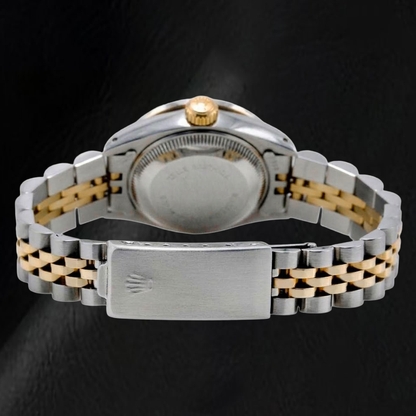 Rolex Datejust 69173 26mm Gray Diamond Dial Fluted Bezel Two Tone Watch