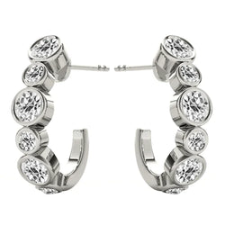 J Hoop Bezel Diamond Earrings