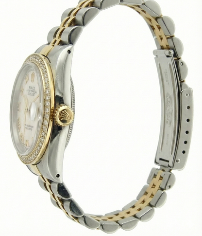 Jubilee Bracelet Ss & Gold Roman Dial Rolex Date Just Women Watch