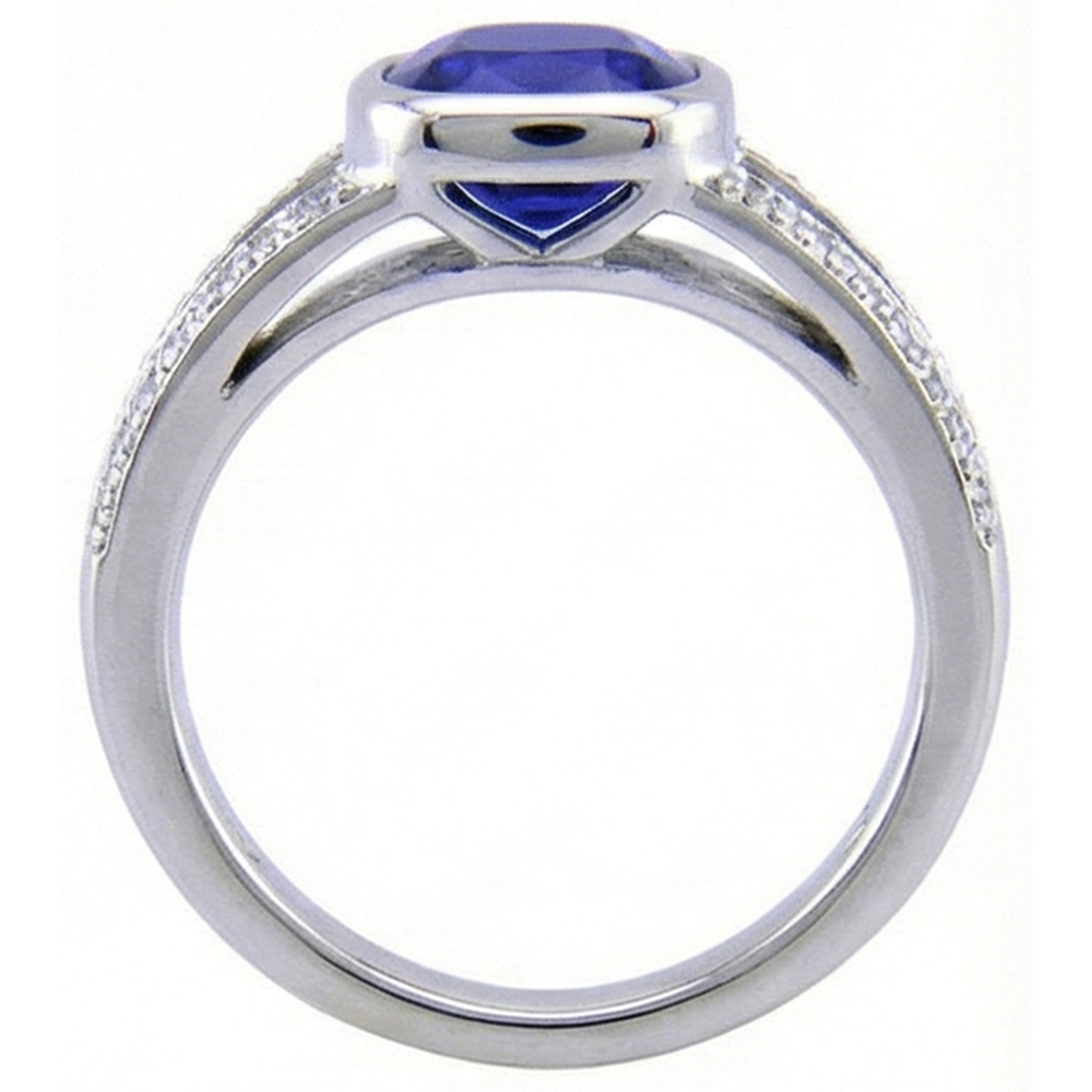 Kashmir Sapphire And Natural Earth Mined Diamond Ring White Gold 14K 4.5 Carats