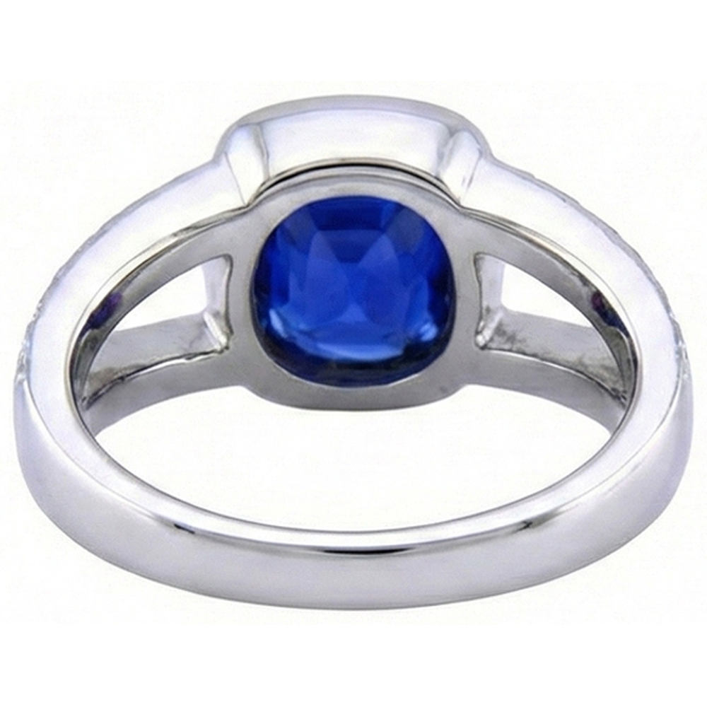 Kashmir Sapphire And Natural Earth Mined Diamond Ring White Gold 14K 4.5 Carats