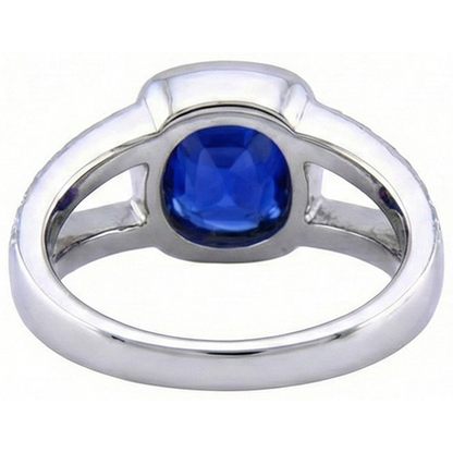 Kashmir Sapphire And Natural Earth Mined Diamond Ring White Gold 14K 4.5 Carats