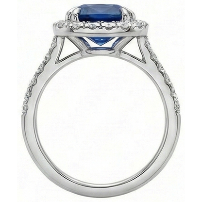 Natural Real ( Not Lab Grown )  Kashmir Sapphire Halo Ring Engagement