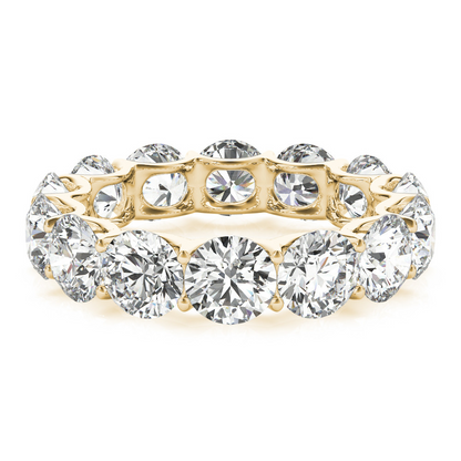 Lab Grown Diamond Band Eternity Round Cut Yellow Gold 5.60 Carat Prong Set