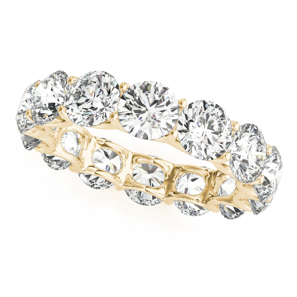 Lab Grown Diamond Band Eternity Round Cut Yellow Gold 5.60 Carat Prong Set