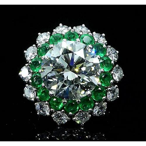 Lab Grown Diamond Ring 11.60 Carats Vintage Style Columbian Emerald New