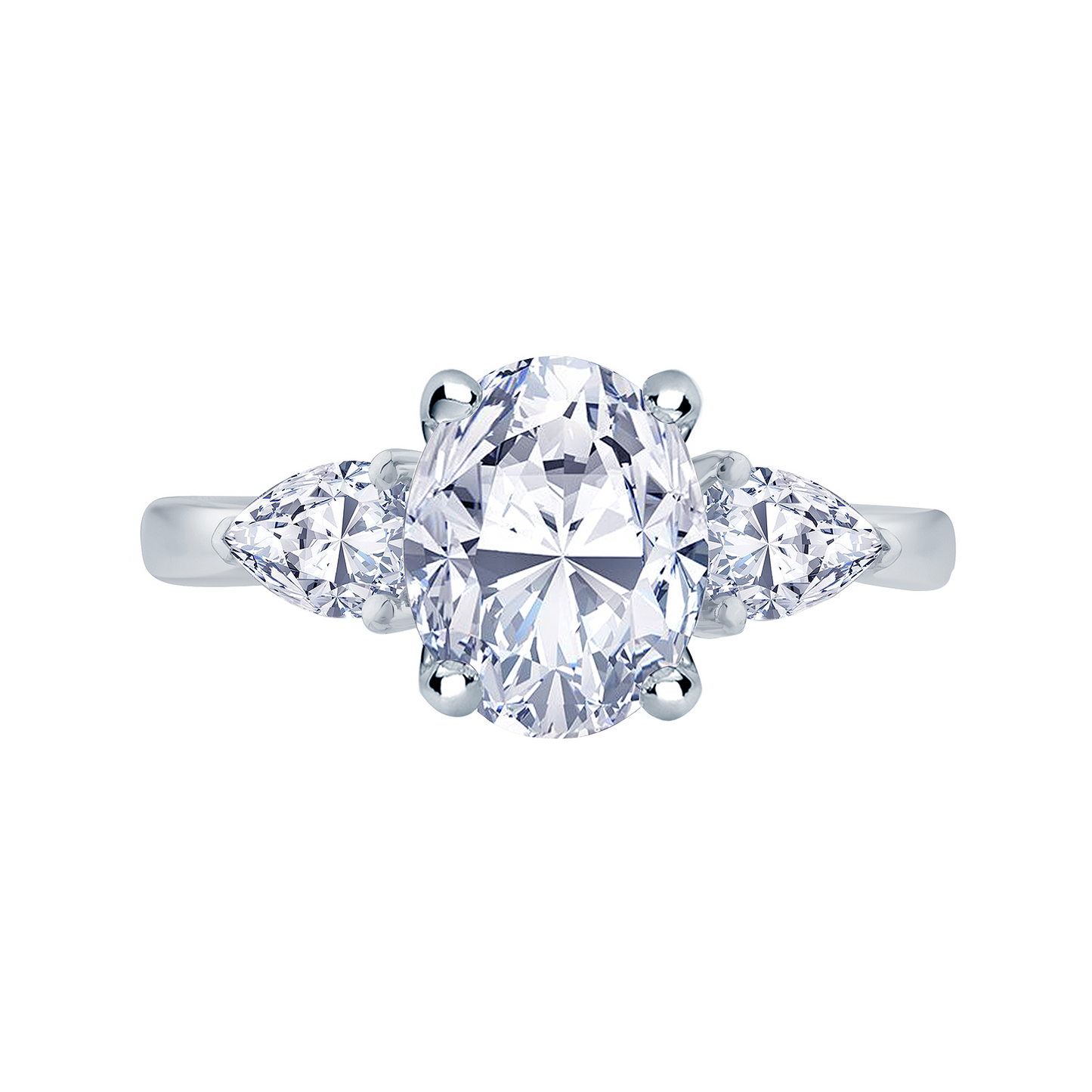 Lab Grown Diamonds Cross Shape Engagement Fancy Ring White Gold 14K