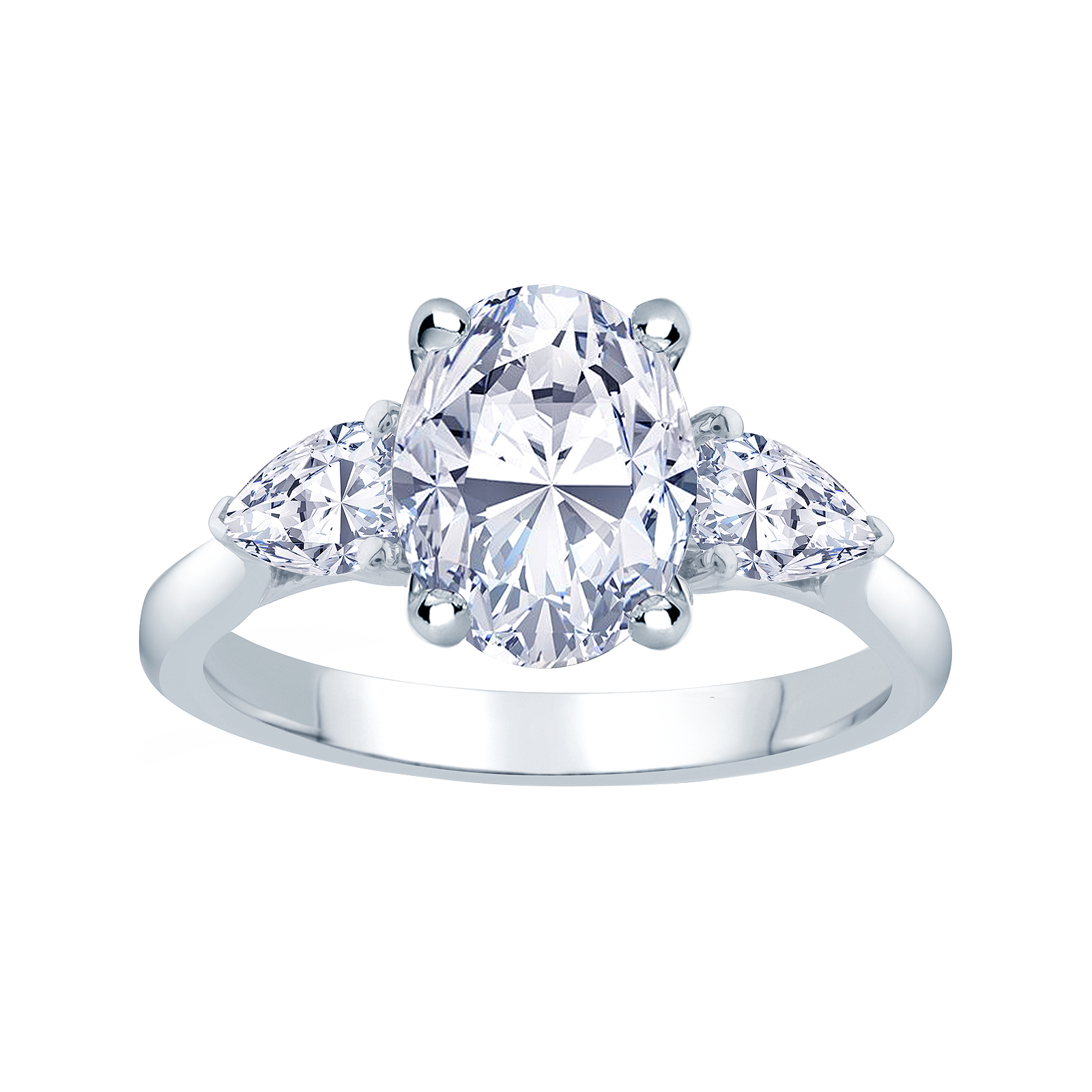 Lab Grown Diamonds Cross Shape Engagement Fancy Ring White Gold 14K