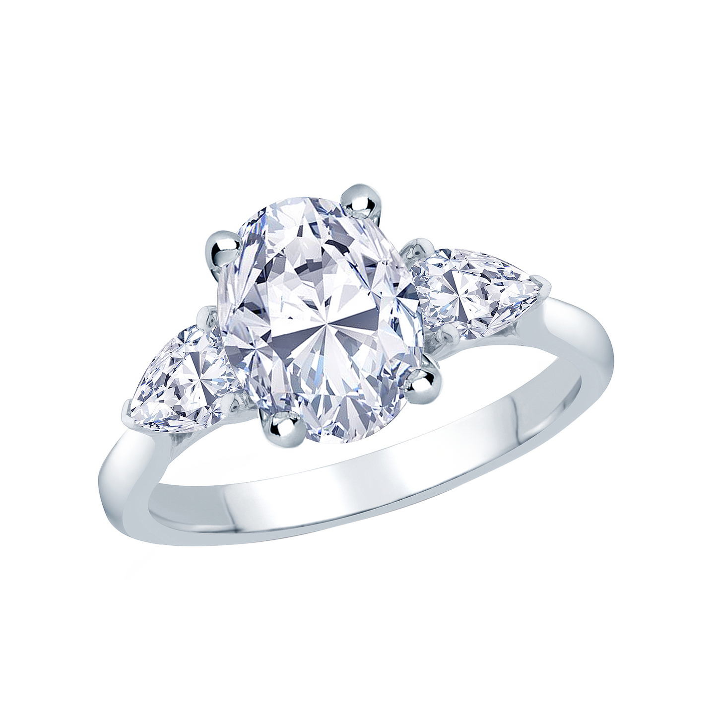 Lab Grown Diamonds Cross Shape Engagement Fancy Ring White Gold 14K