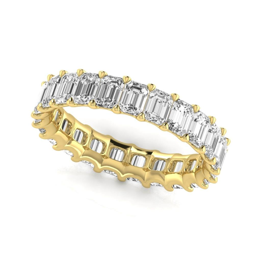 Lab Grown Emerald Diamond 4.6 Ct Eternity Band Yellow Gold 14K Jewelry