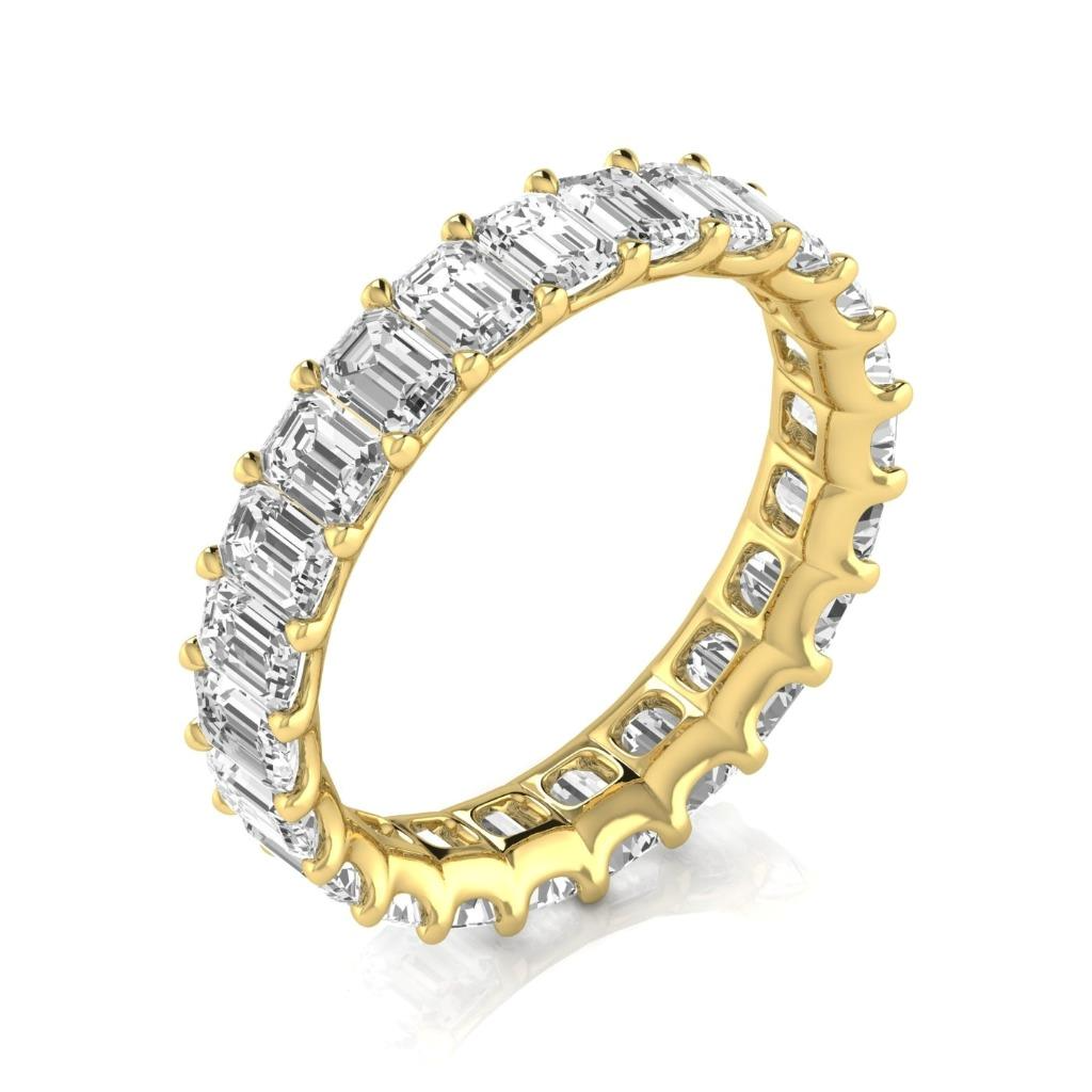 Lab Grown Emerald Diamond 4.6 Ct Eternity Band Yellow Gold 14K Jewelry
