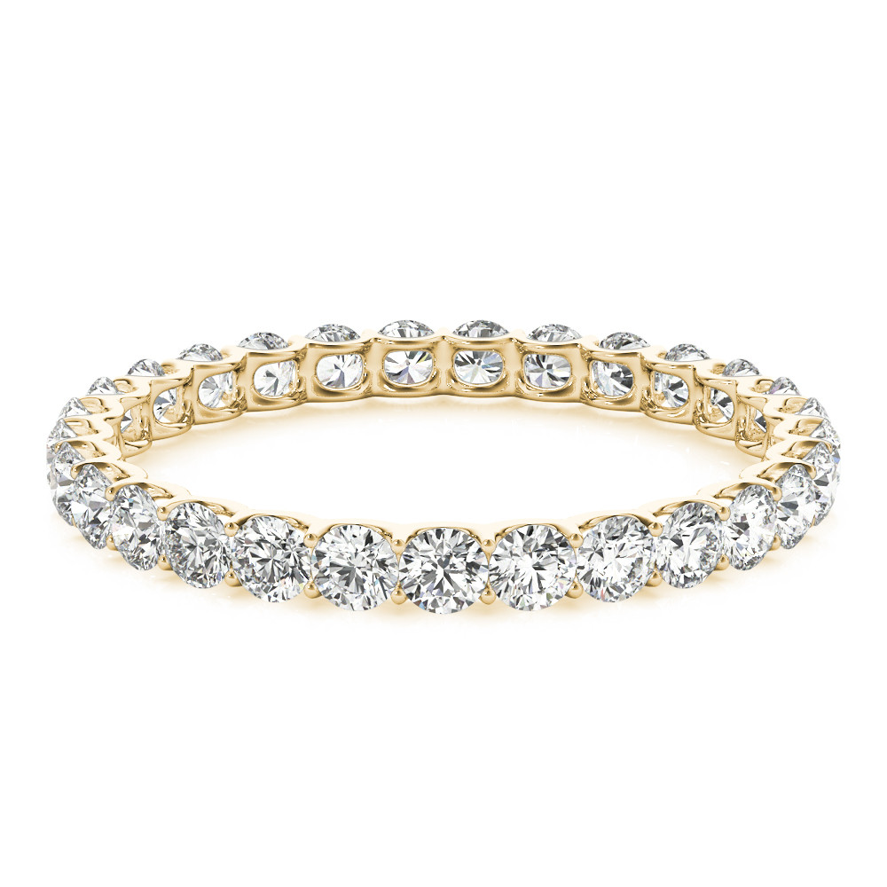 Lab Grown Round Diamond Ring 3.6 Ct Ladies Eternity Band Yellow Gold