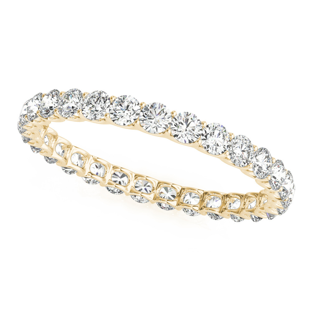 Lab Grown Round Diamond Ring 3.6 Ct Ladies Eternity Band Yellow Gold