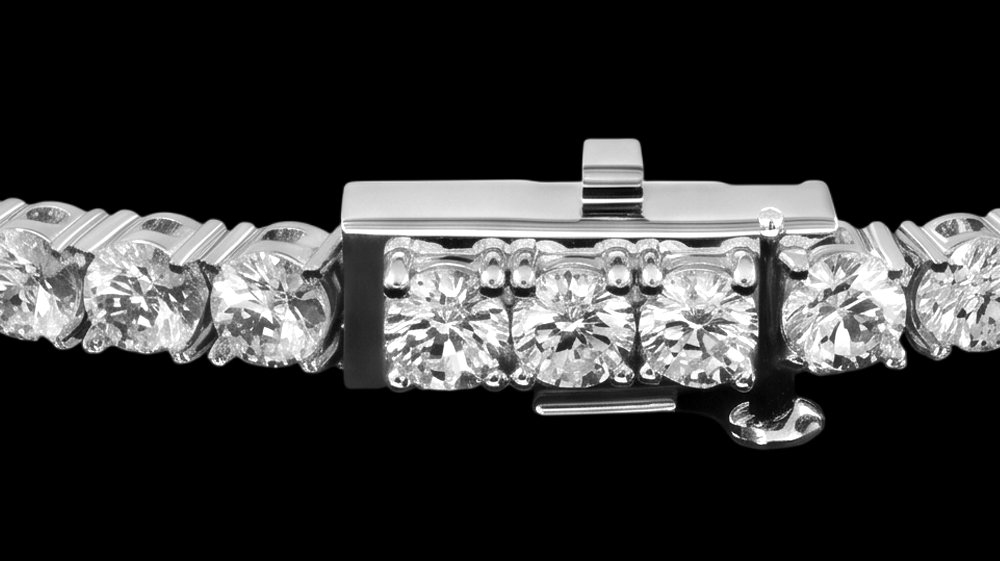 Lab Grown Tennis Necklace 12 Carat White Gold 14K 20 Inch Chain