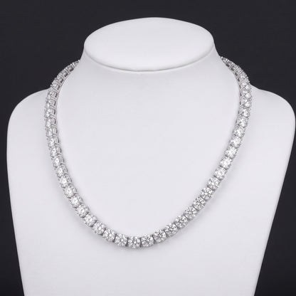 Lab Grown Tennis Necklace 12 Carat White Gold 14K 20 Inch Chain