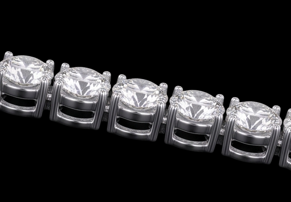 Lab Grown Tennis Necklace 12 Carat White Gold 14K 20 Inch Chain