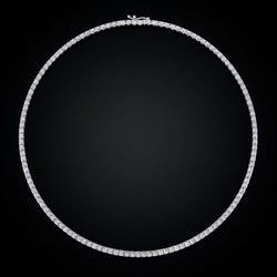 Lab Grown Tennis Necklace 14K White Gold 15 Carat 18 Inch Chain
